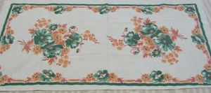 De colección. Lino Mesa Corredor Cómoda Bufanda Verde y Naranja Estampado Floral 30x15" - Imagen 1 de 2