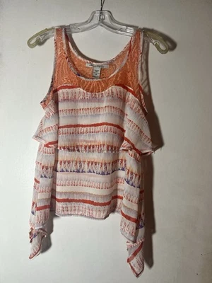American Rag Medium Peachy Orange Layered Peasant Top - Image 1 of 4