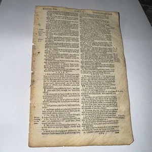1634 KING JAMES BIBLE LEAF PAGE ROMANS 4:13-8:6 WAGES OF SIN IS DEATH - Bild 1 von 3