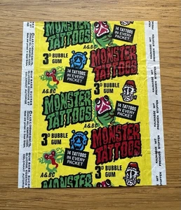 A. & B.C CHEWING GUM LTD 1970 MONSTER TATTOOS 3d BUBBLE GUM WAX WRAPPER - RARE - Picture 1 of 3
