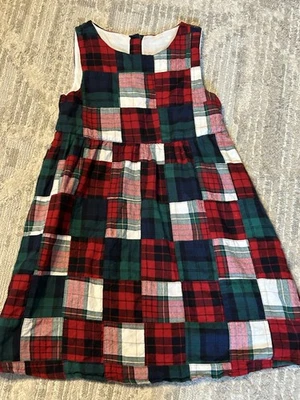 Vestido Jersey Navidad Gymboree Niñas Talla 8 Rojo Blanco Verde Cuadros Sin Mangas Foto 1 de 4