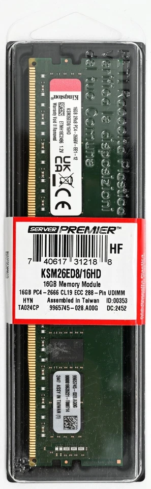 Kingston 16GB DDR4 2666MHz ECC UDIMM PC4-21300 CL19 Memory RAM KSM26ED8/16HD - Image 1 of 1