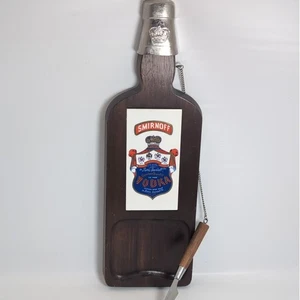 Vintage Smirnoff Wodka Flasche Holz Schneidebrett Werbung Käsefliese 1969 - Bild 1 von 4
