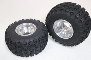 NEW 20x11x9 rear tires + wheels rims Yamaha Banshee Raptor YFZ450 POLISHED - Picture 1 of 12
