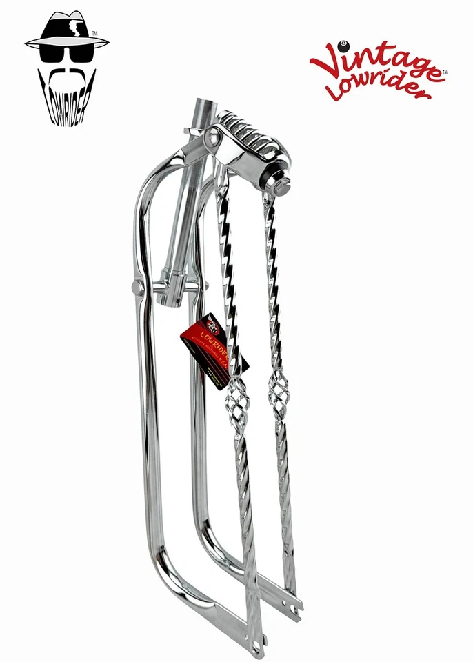 Vintage Lowrider 26" Bent Leg Springer Chrome Fork w/Square CAGE Twisted Bars - Image 1 of 3