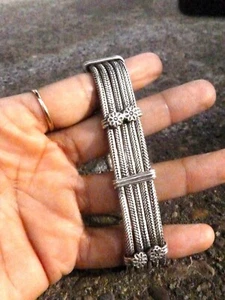 Vintage 925 sterling silver Thai tribal 5 strand unisex bracelet 78.3 grams. - Picture 1 of 9