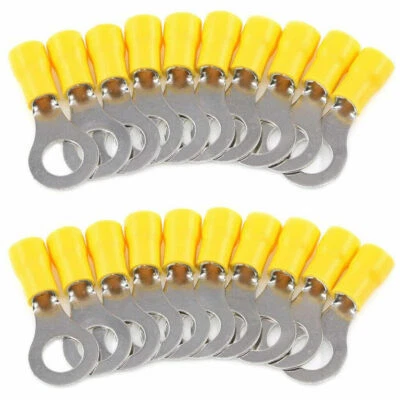 50-100PCS Yellow Wire Ring Terminals Vinyl 12-10 AWG Car Audio Crimp Connectors - Image 1 of 4