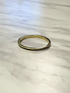 HIDALGO 18k Yellow Gold Black Enamel Wedding Band Stackable Ring Size 8.25 - Picture 1 of 9