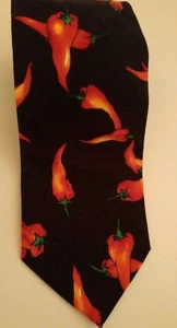 Tango by Max Raab Mens Neck Tie Chili Peppers Black Red Yellow Green made in USA - Picture 1 of 4