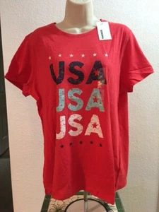 Sonoma Women's Tee in Red with USA USA USA w/star border XL XXL NWT - Picture 1 of 4