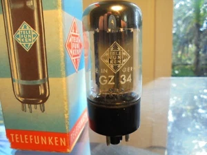 TELEFUNKEN GZ34 NEW OLD STOCK NEW IN BOX TESTED VINTAGE RECTIFIER VALVE TUBE - Picture 1 of 9