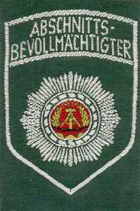 DDR Polizei ABV - Abschnittsbevollmächtigter, Aufnäher grün