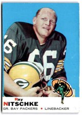 1969 Topps #55 RAY NITSCHKE EX Green Bay Packers Football Trading Card 