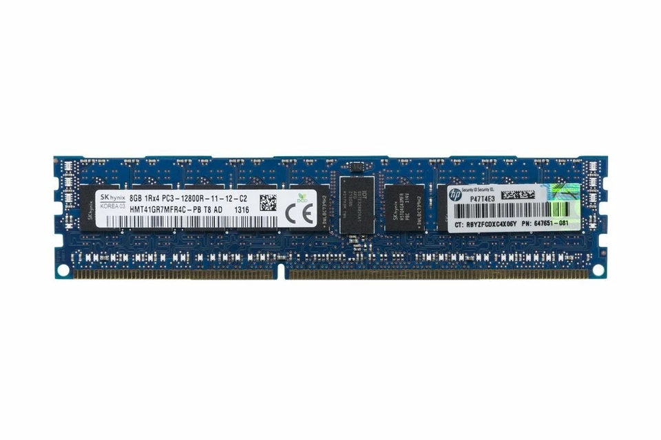 HP 647899-B21 647899-S21 664691-001 647651-081 8GB 1Rx4 PC3-12800 REG MEMORY RAM - Image 1 of 1