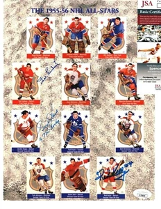 Autographed GORDIE HOWE Ted Lindsay Red Kelly 1955-56 All-Stars 9 x 11 JSA - Picture 1 of 3