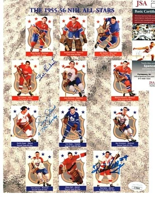 Autographed GORDIE HOWE Ted Lindsay Red Kelly 1955-56 All-Stars 9 x 11 JSA - Image 1 of 3