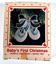 Baby's First Christmas Acrylic Ornament Vintage 1987 Hallmark Keepsake in Box