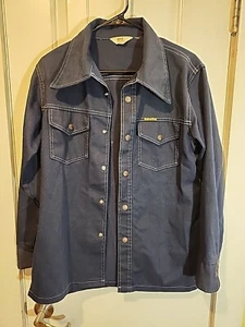Vintage Montgomery Ward Denim Jacket Snap Buttons Blue Long Sleeve Collared Read - Picture 1 of 10