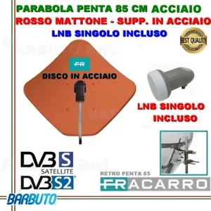 KIT PARABOLA 85 CM IN ACCIAIO PENTA FRACARRO ROSSO MATTONE 211207 + LNB SINGOLO - Foto 1 di 1