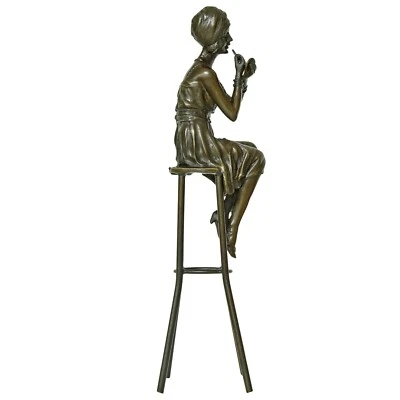 Bronzeskulptur Bronzefigur Frau nach Chiparus Antik-Stil Replik Bronze Figur - Bild 1 von 4