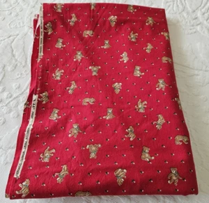 CRANSTON Orsacchiotto Rosso Tessuto Cotone 2,7 Yds Novità Giovanile STAMPA VIP Vintage - Foto 1 di 8
