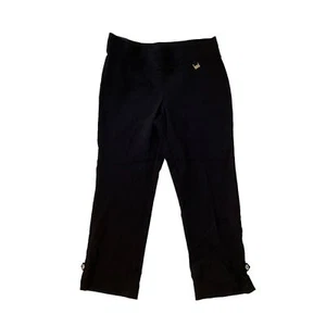 Rafaella Capri Pants Women's 10 Black Pockets Straight Leg Elastic Waist Pull On - Picture 1 of 4