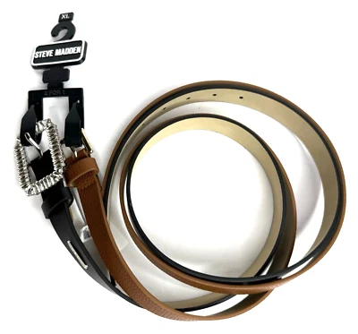 Cinturones Steve Madden para mujer 2 por 1 negro/coñac XL 44" de largo SMP84074 Foto 1 de 4