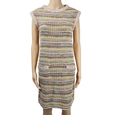 Chanel Womens Multicolured Striped Sleeveless Knitted Dress Size 34 Cruise 2017 - Image 1 of 4