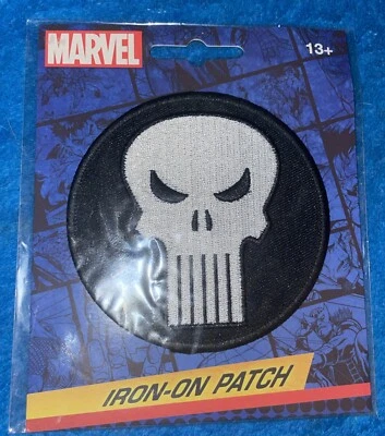 Marvel Comics The Punisher Skull Round Embroidered Iron On Patch 3.5” - Image 1 of 4