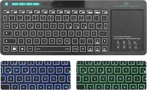 Rii Bluetooth 5.0 Smart TV Tastatur Touchpad LED Beleuchtung QWERTZ Schwarz - Bild 1 von 8