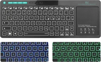 Rii Bluetooth 5.0 Smart TV Tastatur Touchpad LED Beleuchtung QWERTZ Schwarz - Bild 1 von 4