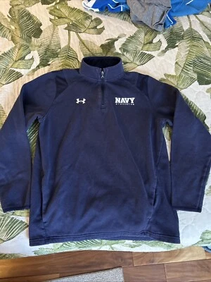 Mens Navy Midshipmen Under Armour 1/4 Zip Pullover Shirt Gymnastics Coldgear - Image 1 of 4