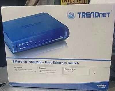 New Factory Sealed Trendnet TE100-S8 10/100Mbps Fast Ethernet Switch 8 Ports - Image 1 of 4