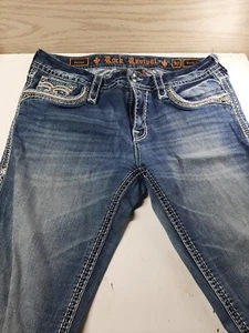 Rock Revival Jeans Womens 30 Felina Easy Boot Stretch Faded Medium Denim * Read - Picture 1 of 13