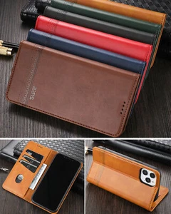 Flip Magnet Leder Synthetik Wallet Handy Tasche Schutz Hülle Cover Etui Case YZS - Picture 1 of 49