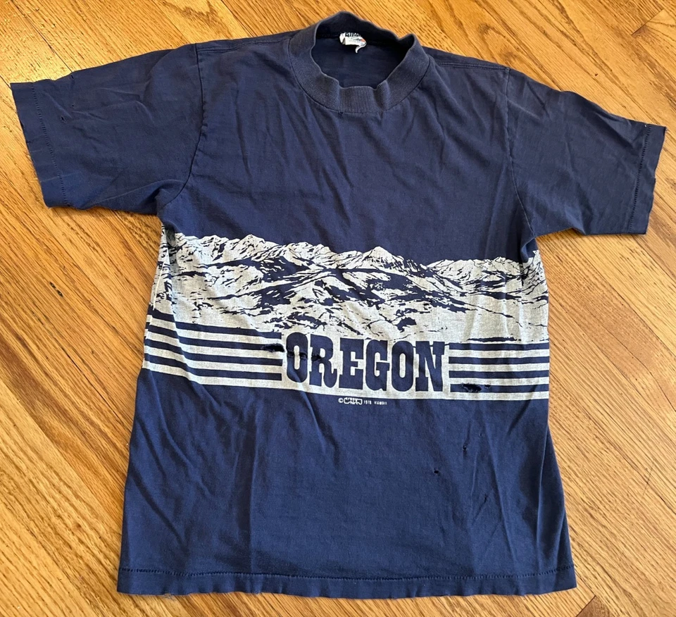 Camisa Loca Oregon 1978 De Colección Camisa Montaña Azul Usada Puntada Única Pequeña Años 70 Foto 1 de 4