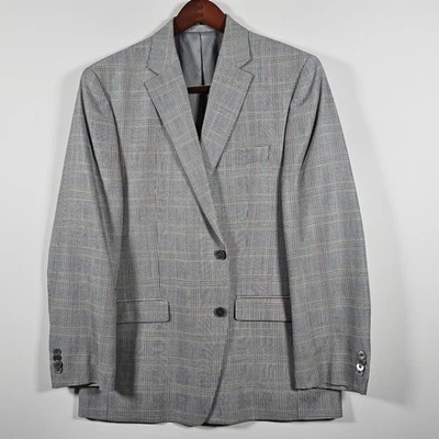 Austin Reed Men's Plaid Checks Blazer 42R Silk Wool Blend Sport Coat Wedding  - Image 1 of 4