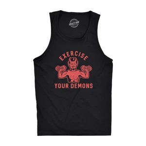 Hombres Ejercita a Tus Demonios Fitness Tanque Divertido Halloween Fitness Entrenamiento Diablo - Imagen 1 de 6