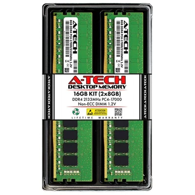 A-Tech 16GB 2x8GB DDR4 2133 MHz UDIMM PC4-17000 PC4-2133P CL15 DIMM Non-ECC D... - Image 1 of 4