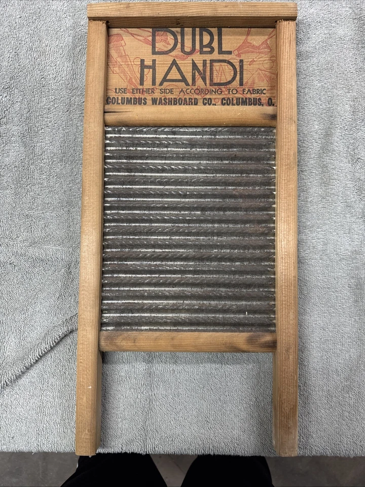Vintage Columbus Washboard Co Dubl Handi 18" Wood & Metal Travel Washboard - Image 1 of 4