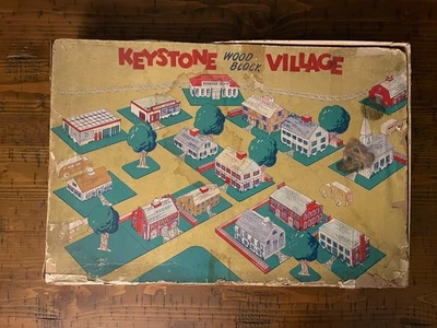 Vintage Keystone Wood Block Village Model #718 - Image 1 of 4
