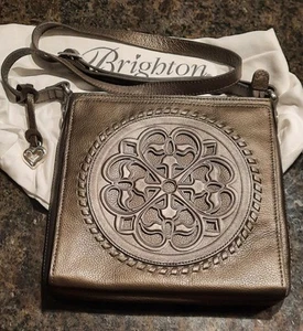 Brighton Ferrara BROWN Leather Medallion Slim Organizer Crossbody Shoulder Bag - Picture 1 of 15