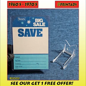 Sears Vintage Department Store Price Tag Label Sign + Great For Kmart Collectors - Picture 1 of 7