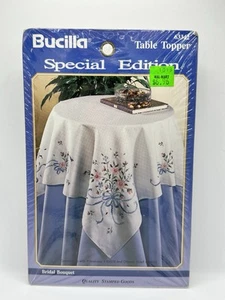 Bucilla Stamped Cross-Stitch Table Topper ~ BRIDAL BOUQUET ~ Kit #63342 ~ 1992 - Picture 1 of 3
