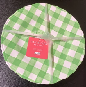 NWT ISAAC MIZRAHI NEW YORK Set OF 4 Melamine Salad Plates 9" Checked White/Green - Picture 1 of 5