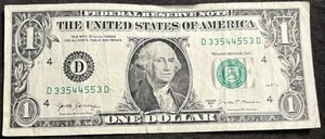 2017 A Cleveland $1 Bill Trinary Fancy Doubles Chunky Ladder 334455 Note - Picture 1 of 2
