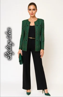 Chaqueta con Cuentas Esmeralda De Colección Gatsby Lentejuelas Doradas Formal Fiesta/Vacaciones Talla Grande Foto 1 de 4