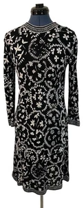 Vtg Averardo Bessi Black White Floral Jersey Silk Sheath Dress Career Italy 8 - Picture 1 of 10