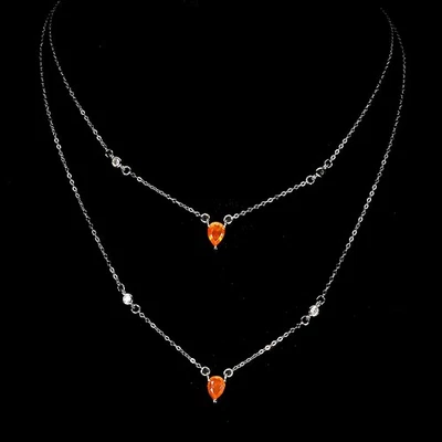 Collar de plata de ley 925 pera naranja ópalo 7x5 mm piedras preciosas naturales joyería 17 Foto 1 de 4