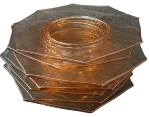 Cambridge Glass Amber Decagon Depression Glass 8 Plates 8" each - Picture 1 of 7